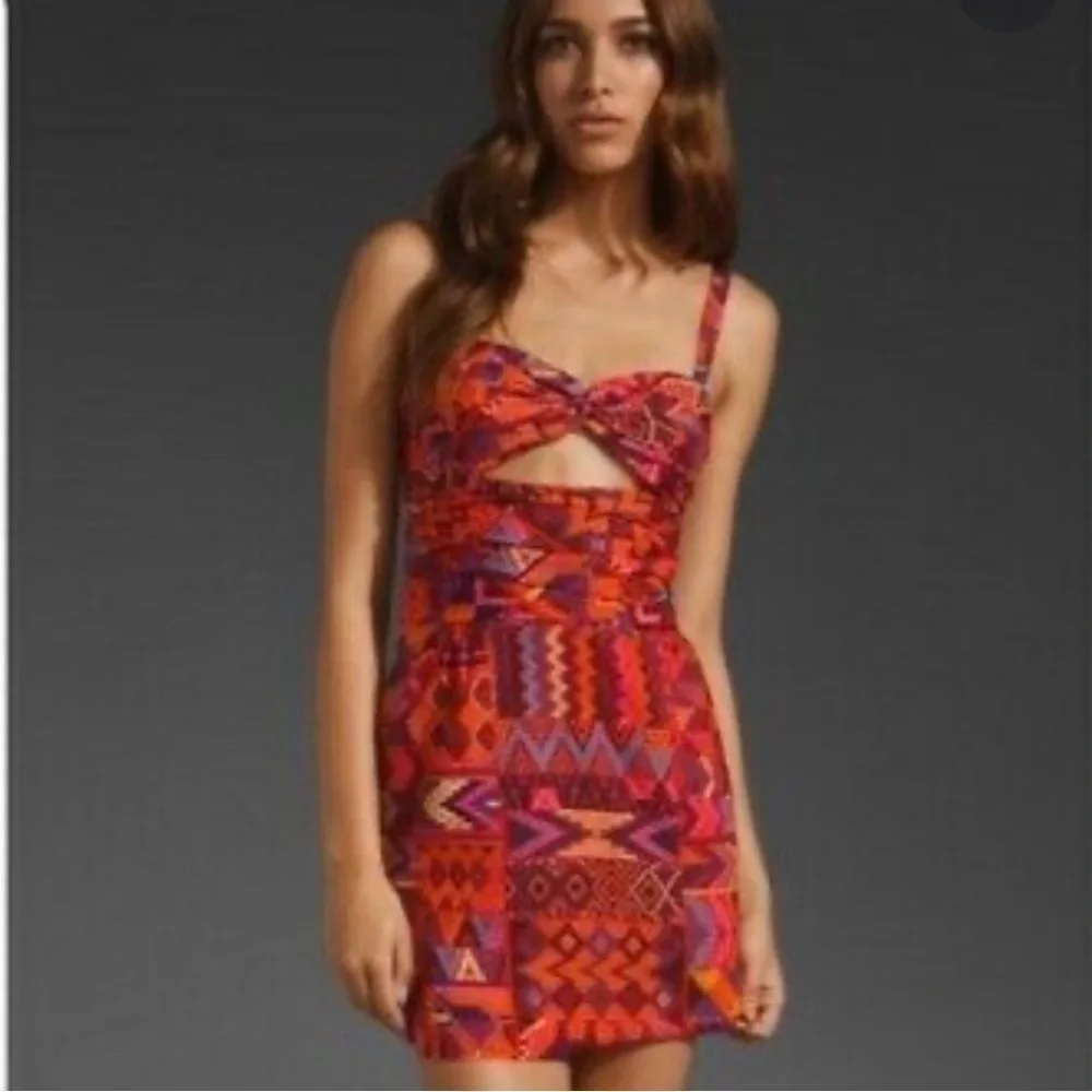 Mara Hoffman Cutout Mini Dress Tribal Print Red Orange Size 6 - Picture 2 of 12